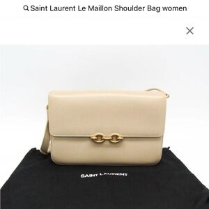 Saint Laurent Le Maillon Leather Shoulder Bag with Gold Accent